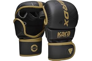 RDX MMA Gloves Sparring Grappling, Hybrid Open Palm Martial Arts Mitts Men Women, Maya Hide Leather Wrist Support, Cage Fight