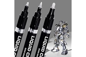 COORIART 3PK Liquid Chrome Markers - Permanent Mirror Chrome Pens, Chrome Paint Pens for Plastic, Metal, Model Painting, Touch Up & Repair Kit, Set of 3 Tips (0.7mm, 1mm, 3mm)