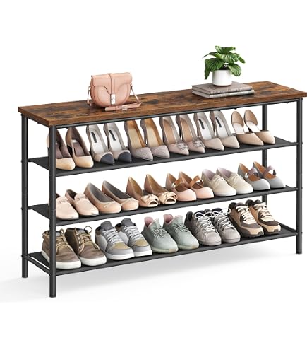 6-Tier Shoe Rack For 24-30 Pairs - Free Standing Organizer With Hooks & Pockets For Closet, Entryway, Dorm | Black