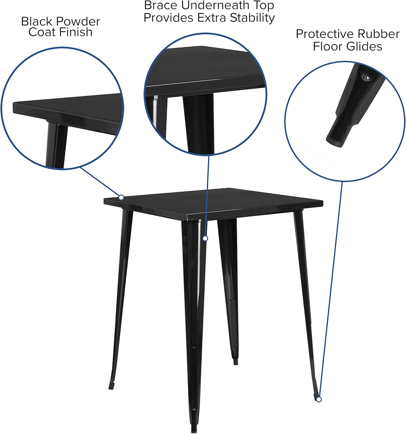 Flash Furniture Commercial Grade 31.5" Square Black Metal Indoor-Outdoor Bar Height Table: Garden & Outdoor