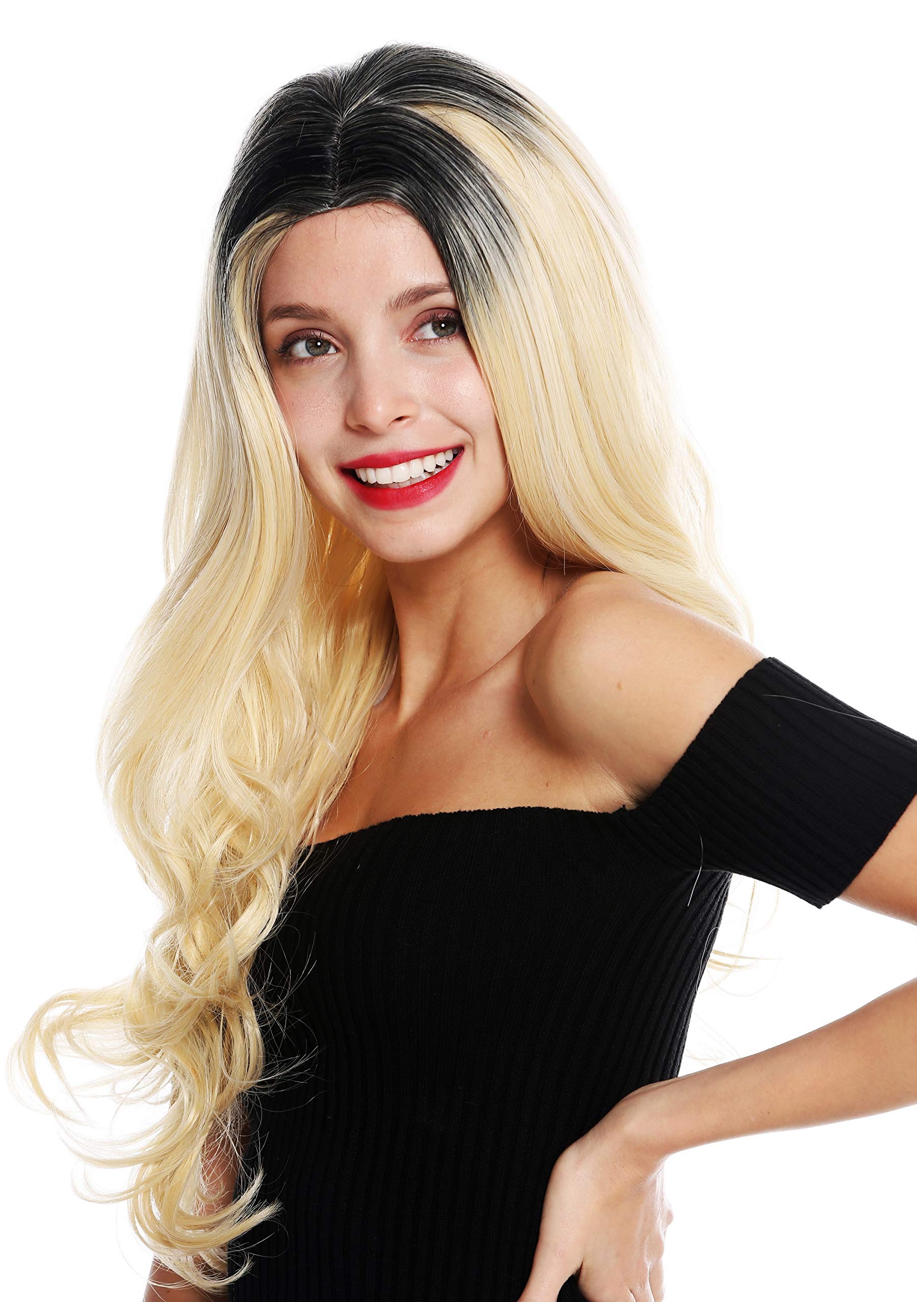 WIG ME UP - GFW2645 women's quality wig very long wavy middle parting black blonde ombre mix