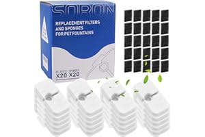 SORON Cat Water Fountain Filters, 20 Pack Replacement Filters Compatible With PETLIBRO® Dockstream Water Fountain, Cat Fountain Filter for 2.5L/84oz PLWF005 & PLWF105 & PLWF115 (Rectangle-20 pcs)