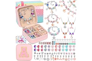 LifeisLuck Charm Bracelet Making Kit, Cute Jewelry Making Kit for Pendants DIY Charm Necklace Kit with Bracelet Organizer Box Unicorns Crafts Pink Stuff Birthday Gifts – A
