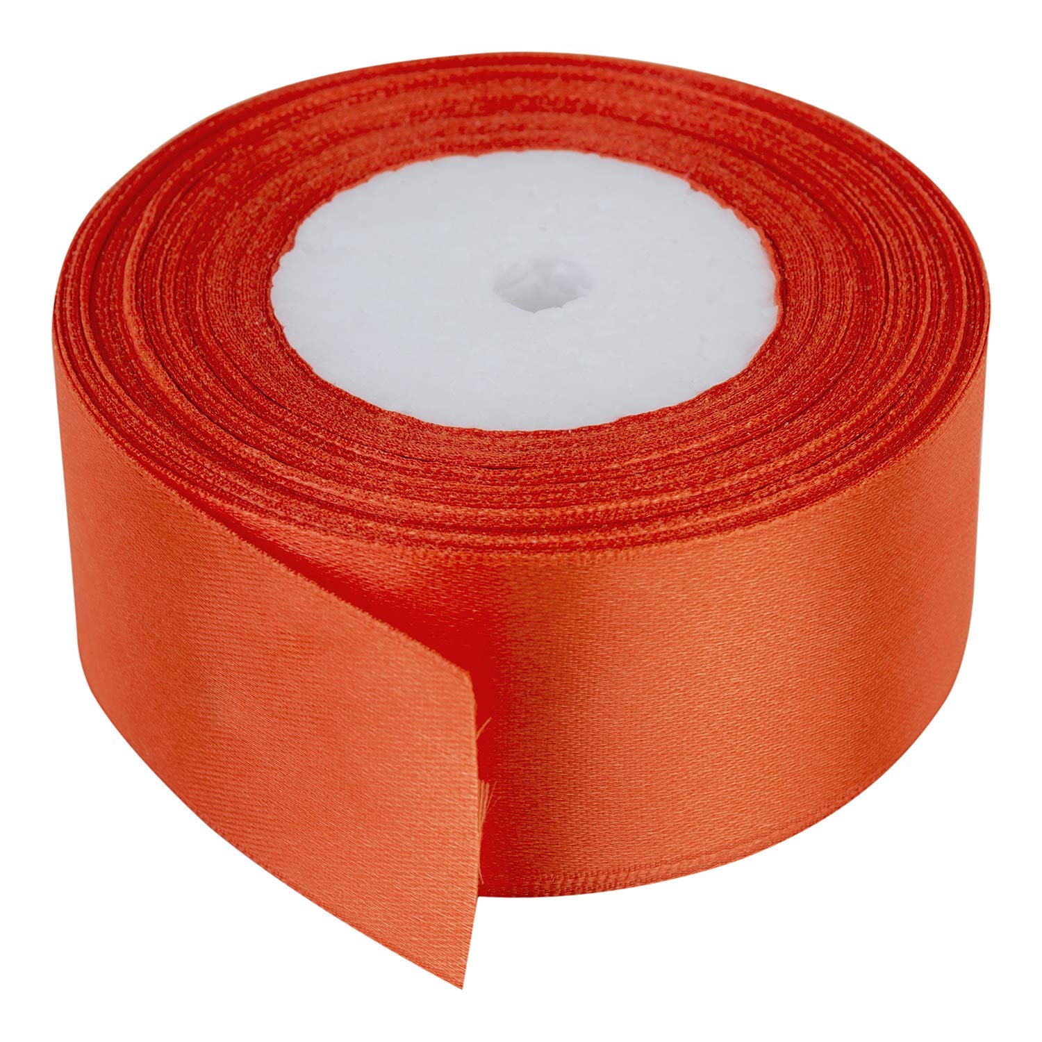 Trimming Shop Orange Ribbon Roll - 40mm x 25 Metres - Double Sided Satin Brightly Coloured - 100% Polyester - for Gift Wrapping, Decorating, Arts and Craft - Machine Washable