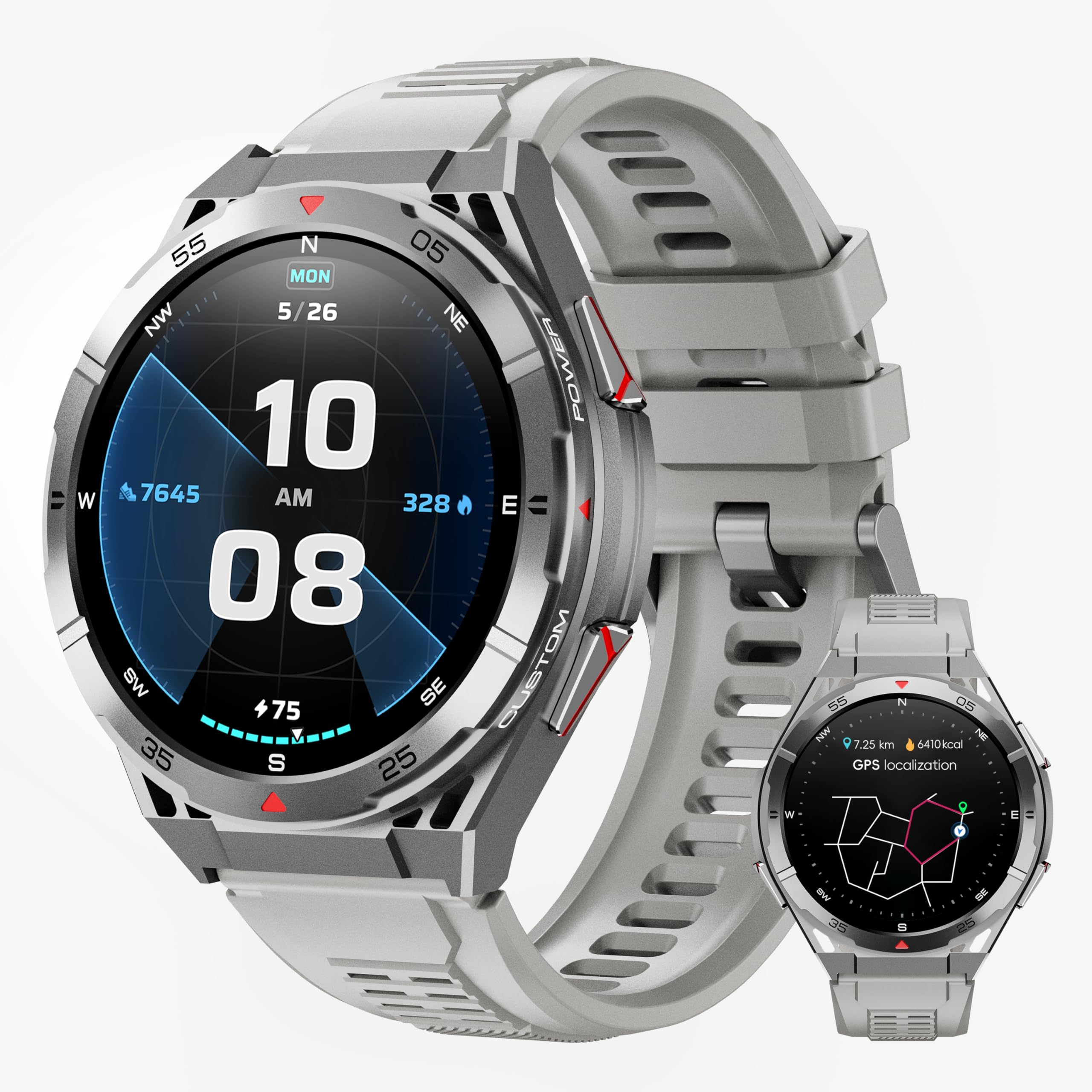 Photo 1 of OUKITEL Smart Watch for Men GPS Watch, 1.43" AMOLED Display, 5ATM Waterproof Military Watch, 150+ Sport Modes, Fitness Activity Tracke with Compass Pedometer Sleep Monitor Heart Rate, for Android iOS