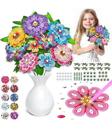 Kit De 9 Bracelets Diamant Painting Pour Fille 5-10 Ans – DIY Bijoux Licorne, Arc-en-ciel, Cœur – Cadeau Anniversaire Noël