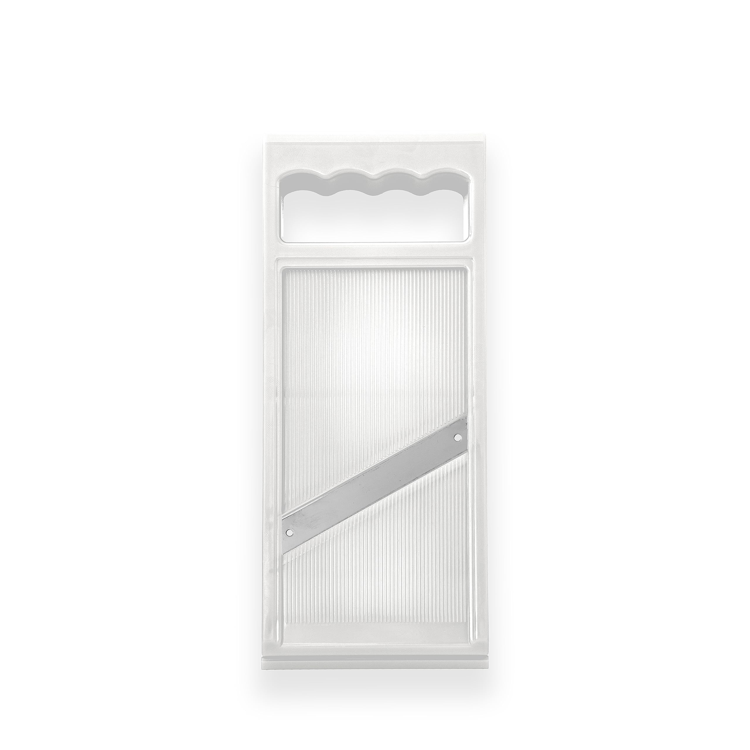 weSTOCK Vegetable Slicer in Solid Plastic with Ergonomic Handle – 1 mm Slices – Ideal for Vegetables, Fruits & Dishes – 27 x 10.5 cm (White)