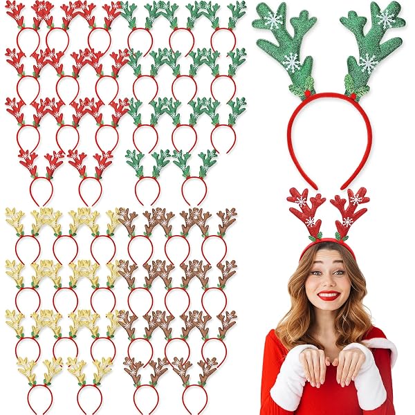 36 Pcs Christmas Headbands for Adults Kids Santa Reindeer Antlers Holiday Party Amazon.com: Lyrow 100 Pcs Christmas Headbands Xmas Party  main image 2