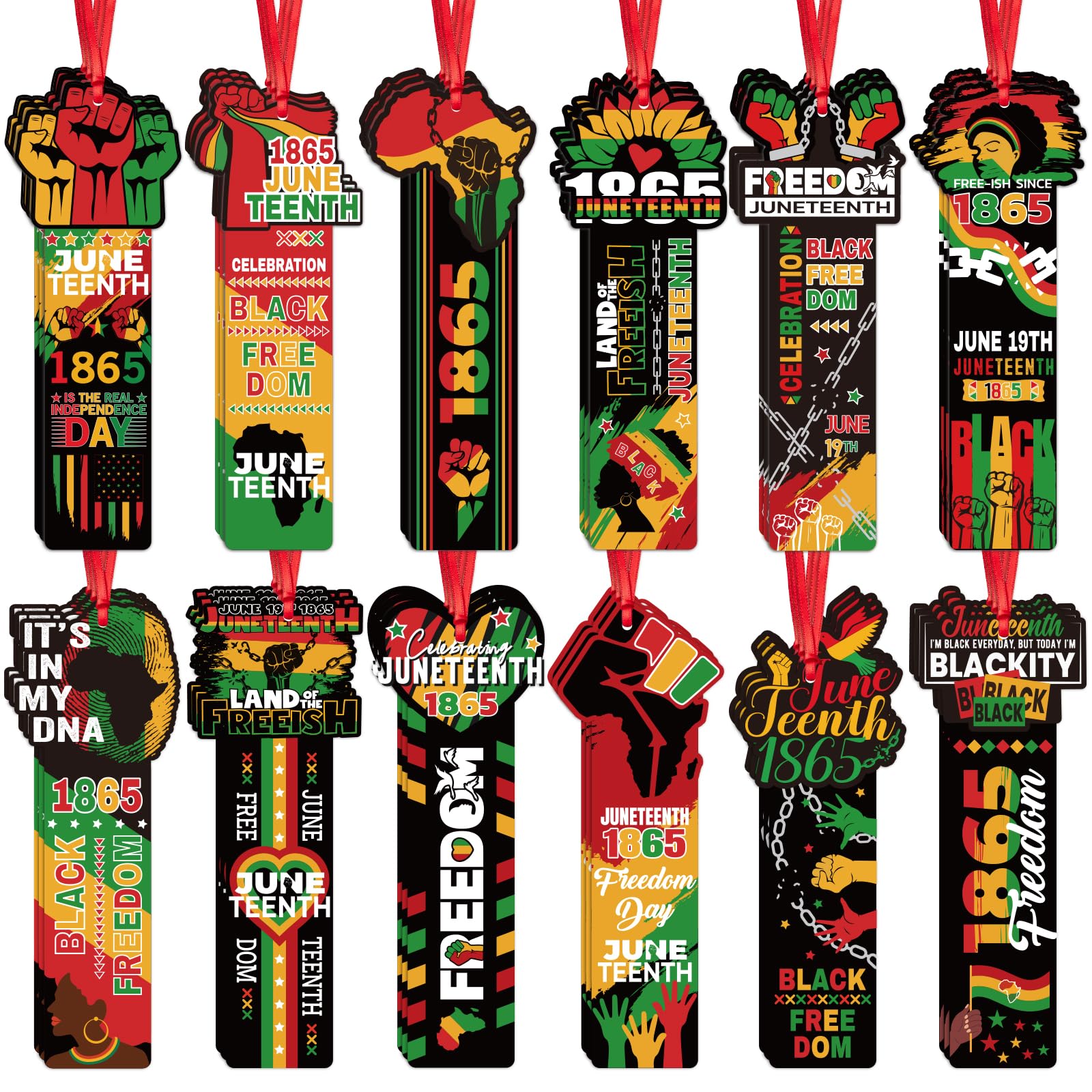 Photo 1 of 120 Pcs Juneteeth Bookmarks Gifts Bulk Happy Juneteenth Favors for Freedom Party 1865 Black American Independence Party Supplies Students Class Office Favors