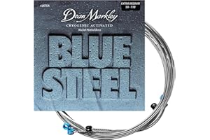 Dean Markley NPS Blue Steel Bass Guitar Strings 4 String Set, 50-110 Extra Medium 4 String Bass Guitar, Cryogenically Processed Steel Bass Strings with Warm Rich Tone, Made in the USA