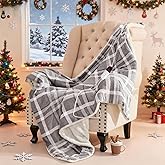 Electric Blanket Heated Throw,50X60,Ultra Soft Sherpa Buffalo Plaid Heated Blanket with 6 Heating Levels & 4 Hours Auto Off,Fast Heating Electric Throw with Overheat Protection,ETL Certification(Gray)
