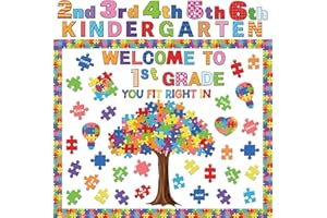 GISGFIM Motivational Bulletin Board Decorations Classroom Positive Inspirational Grade Decor Puzzle Pieces Cutouts for Chalkboards Welcome Back to School Bulletin Boards(kindergarten,1st,2nd,3rd,4th,5th,6th)