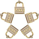 COGCHARGER 5 Pcs Brass Cubic Zirconia Lock Pendants Lock with Word Love Charm Real 18K Gold Plated Pendants for Jewelry Necklace Bracelet Making