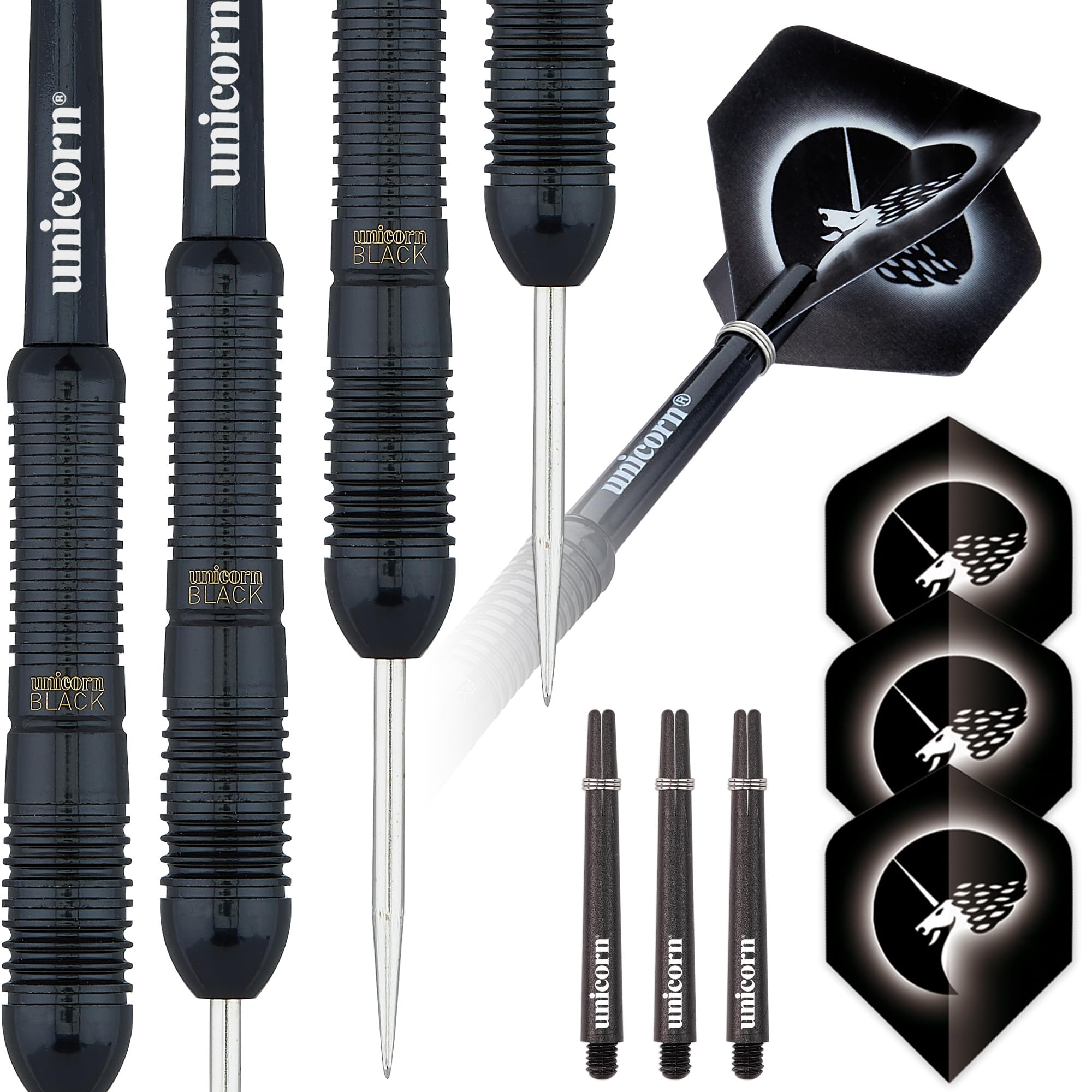 Unicorn Steel Tip Darts Set | Core Black Brass Barrels| Style 2| 20 g