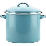 Farberware Enamel on Steel Stock Pot/Stockpot with Lid - 16 Quart, Aqua Blue