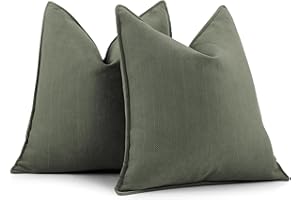 ZWJD Army Green Pillow Covers 20x20 Set of 2 Chenille Throw Pillow Covers with Elegant Design Soft and Luxurious Decorative P