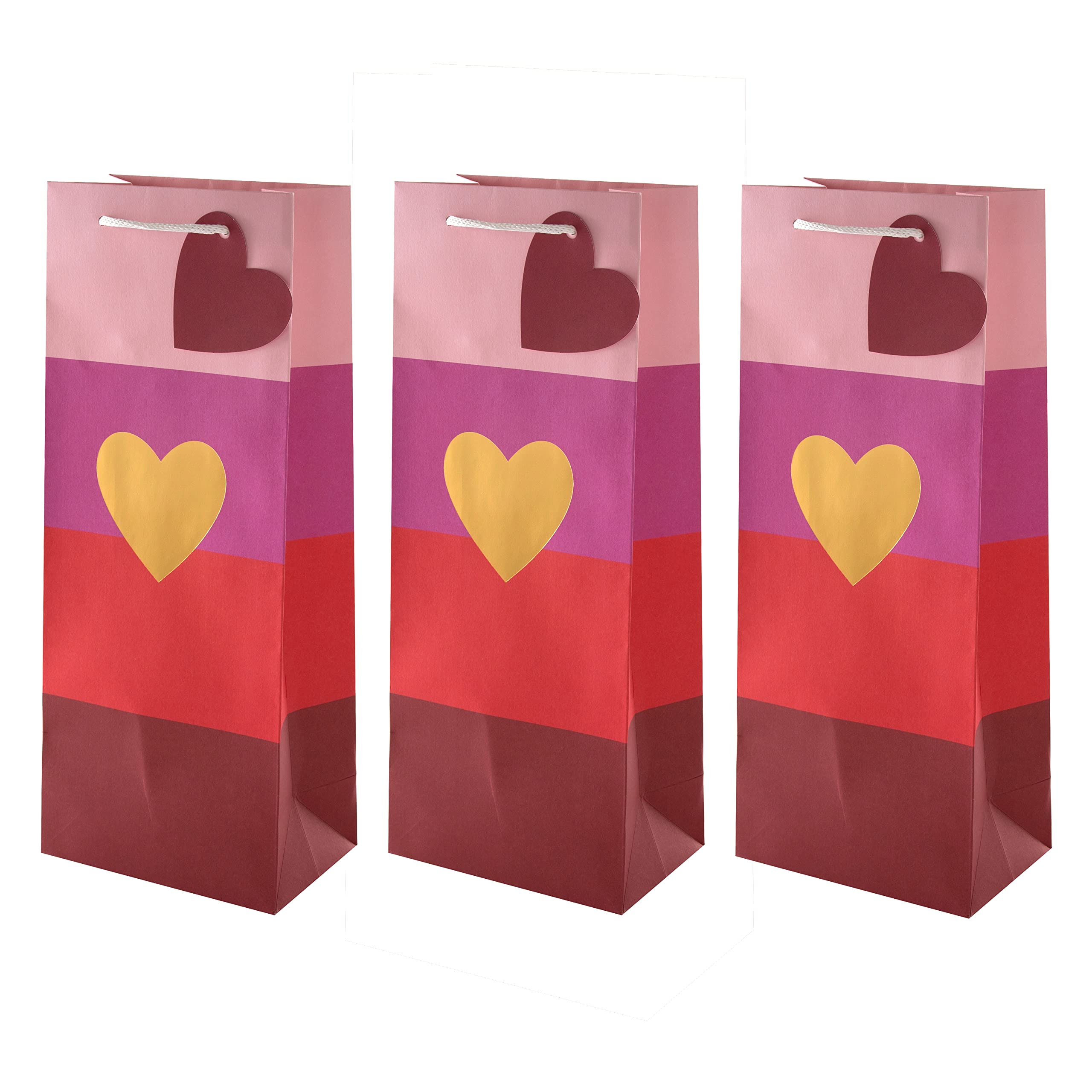 Hallmark Love Hearts Bottle Bag Bundle - 3 Bags in 1 Contemporary Design Pink & Red 25569932