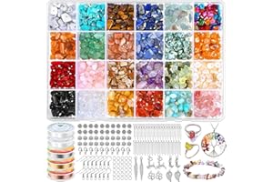 Bracelet Making Kit and Jewelry Making Supplies, 900Pcs Natural Irregular Stone Beads Kit, DIY Jewelry Making Kit with Gemsto
