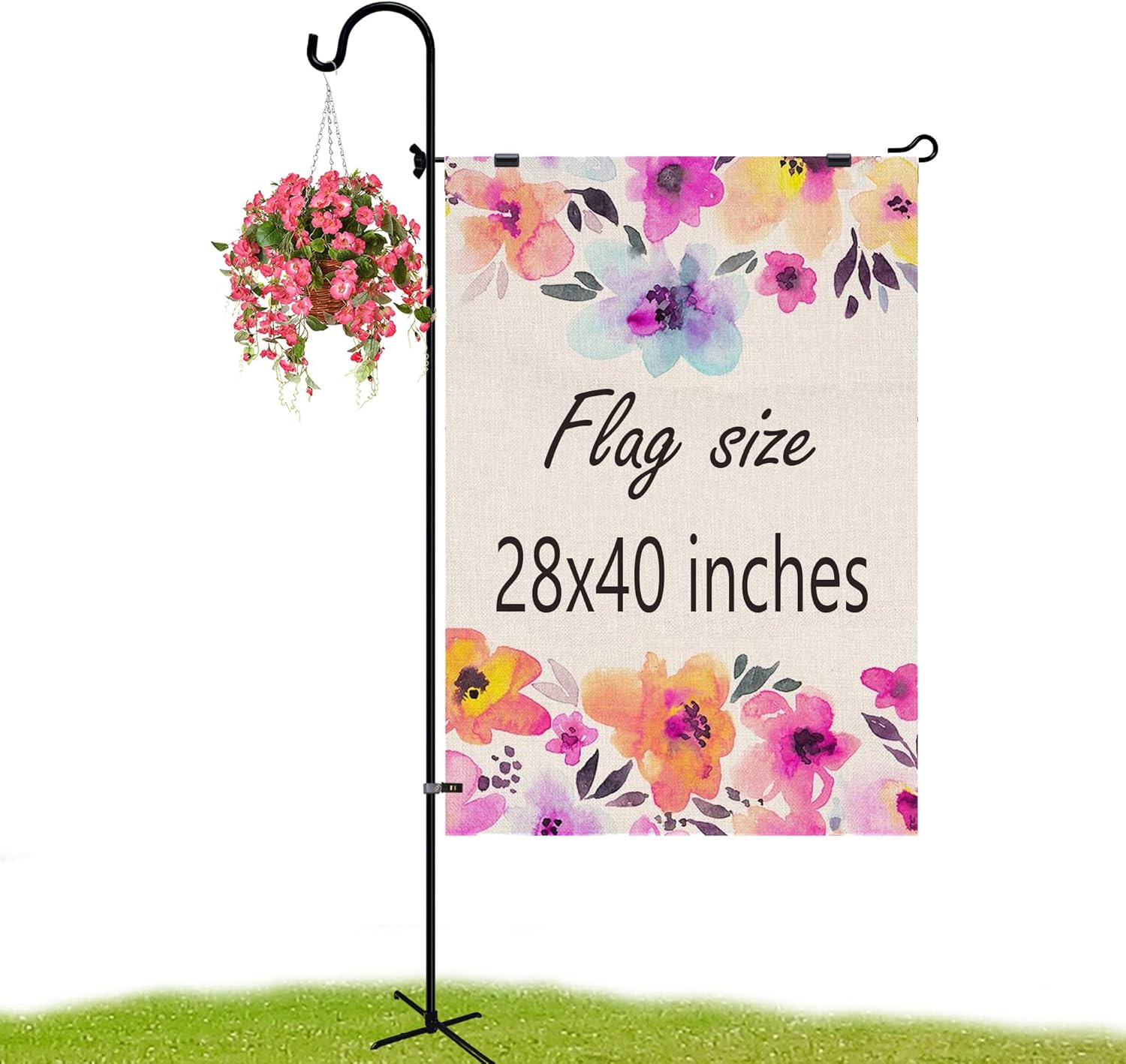 Flagpole Hardware - Luckupper Large Garden Flag Holder Stand Pole for 28 x 40 with Shepherd Hook,62 Inches Heavy Duty Yard Flag Post Stake for Outside