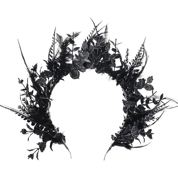 Black & White Floral Lace Decorative Headband goth monochromatic Amazon.com : Coridy Dark Gothic Floral Headpiece Black Queen  main image 4