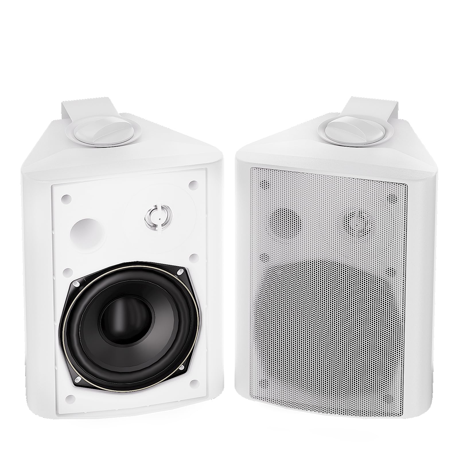 Herdio 5.25 Inches 300 Watts Bluetooth Outdoor Speakers with Superior Dome Tweeter ALL Weather Wired Wall Mount System,White