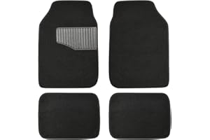 Amazon Basics Universal Fit Rubber Carpet Floor Mats For Car SUV Van & Truck, 4 count (Pack of 1), Black, 25"L x 17.5"W (Front), 13"L x 17.5"W(Rear)