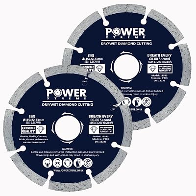 Power Xtreme 115mm Diamond Cutting Discs Pack of 2 for Angle Grinder