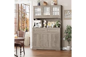 FACBOTALL 71.9" Kitchen Pantry Cabinet, Tall Storage Cabinet, Kitchen Cabinets with Countertop and Outlets, Farmhouse Kitchen Pantry Storage with Doors and Shelves for Kitchen, Wash Gray