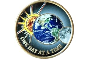 RECOVERYCHIP One Day at A Time Universe Sun Moon Earth Medallion Color Serenity Prayer Chip