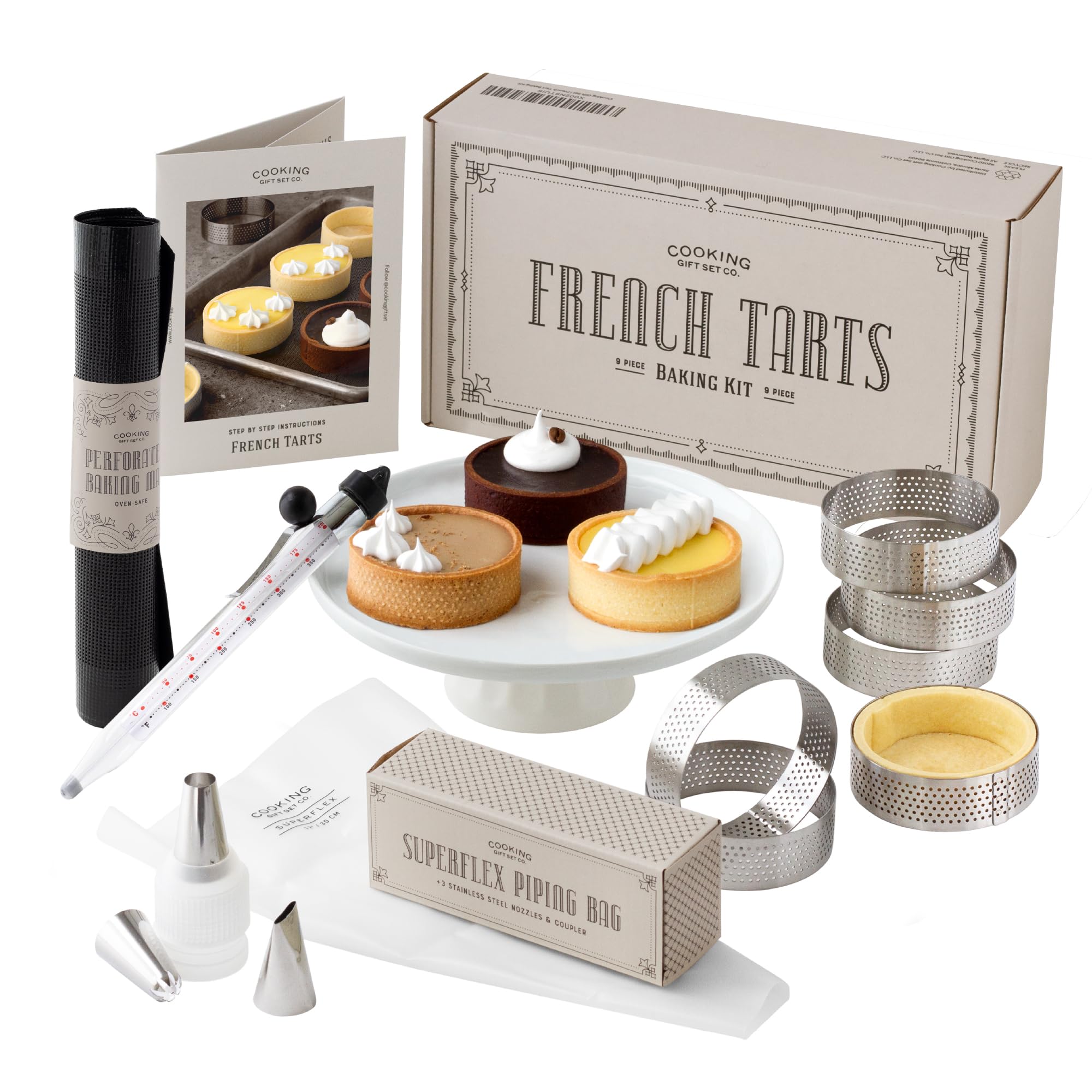French Tart Baking Set | Mothers Day Unique Baking Gifts Kitchen Baking Supplies Present Food Making Kit For Adults & Parisian Cooking Tools for Pastry Dessert