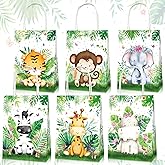 BACH AND BOOZY 12 Pcs Jungle Animal Party Bags Safari Animal Candy Goodie Treat Bags for Wild One Safari Baby Shower Birthday Party Favors