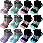 Bemeol 12 Pairs Girls Socks Ankle Socks Girls Athletic Running Low Cut Casual Sock for Little Big Kids