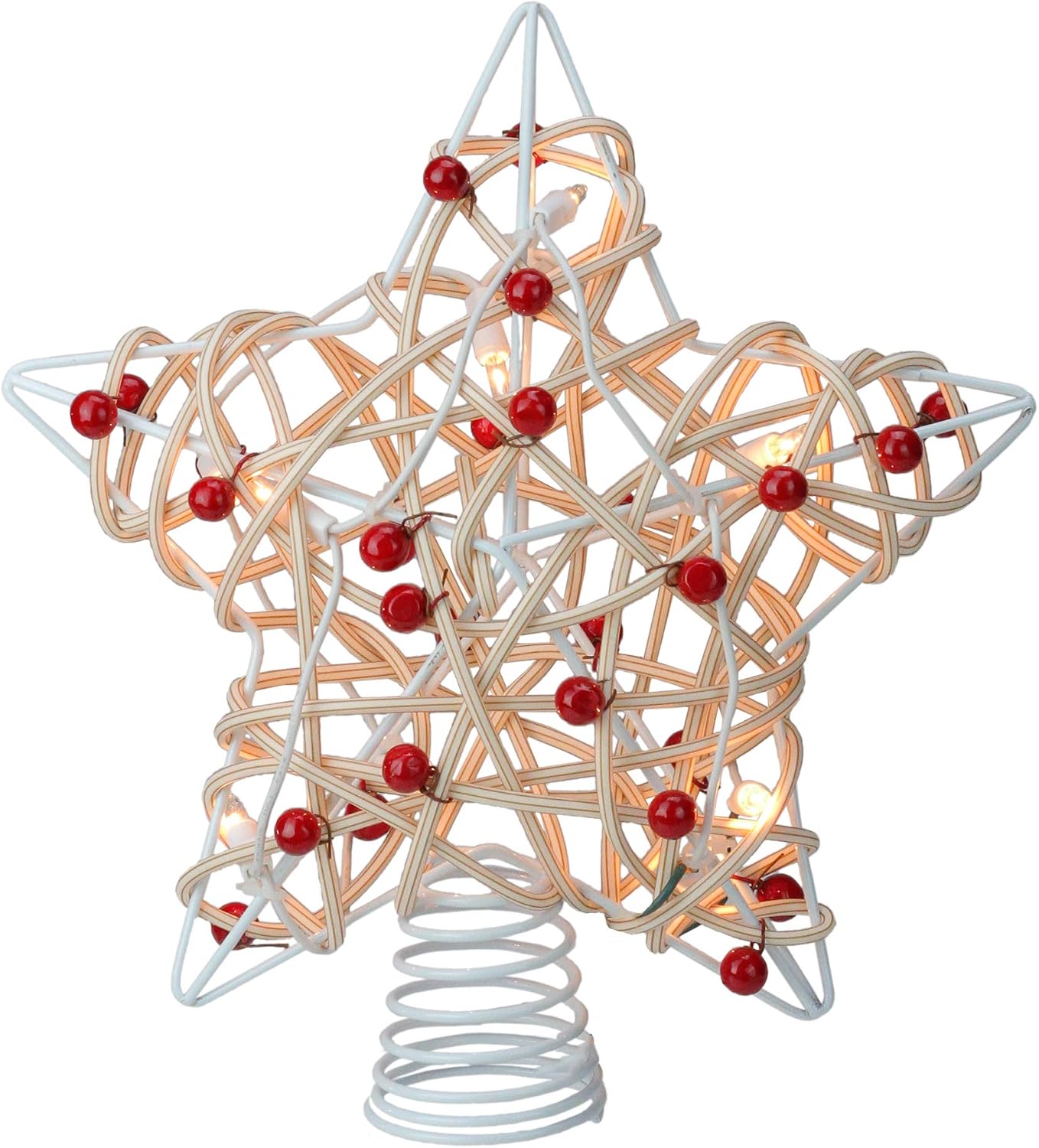 Amazon Com Kurt Adler 12 Lighted White Birch Berry Star Christmas Tree Topper Clear Lights Home Kitchen