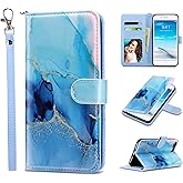 ULAK Wallet Case for iPhone 7 Plus/8 Plus, Premium PU Leather Flip Cover with Card Holder for Women, Kickstand Feature Protective Purse Case for iPhone 7 Plus/8 Plus 5.5 Inch, Marble