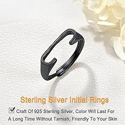 SILVERCUTE Statement Initial Rings for Women 925