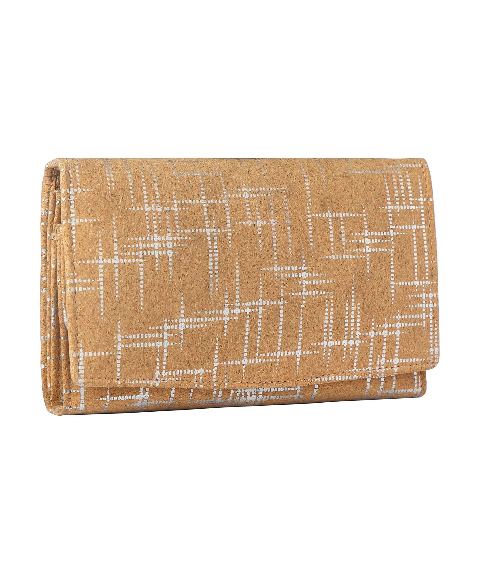 Hudson & James Ladies Cork Vegan RFID Blocking Card Holder Wallet Purse Card Women Wallet (Cork with Silver Accents)