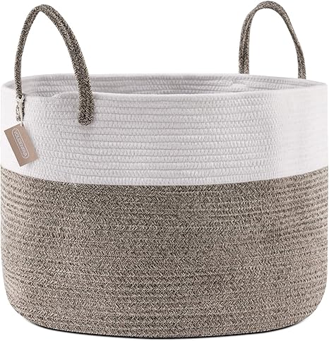 Amazon Youdenova純綿防菌防臭系 ランドリーバスケット おもちゃ収納 大容量70l 滑り止め取っ手付き せんたくかご ナチュラルコットン ロープバスケット 洗濯カゴ 折りたたみ 収納バッグ 毛布 小物入れ 赤ちゃん 衣類収納 装飾用 ブラウン 50 50 34 かご