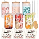pengtai Teacher Appreciation Gifts for Women,Teacher Valentine Gifts,Thank You Teacher Gifts Bulk,16 Oz Glass Cups Gift for Teachers Set of 6