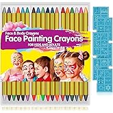 Face Paint Crayons for Kids, 36 Makeup Sticks & 36 Stencils, Professtional Face Painting kit for Halloween or Birthday Party, 6 Fluorescent, 6 Metallic & 24 Classic Colors, Safe for Sensitive Skin