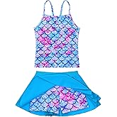 WhizBuzz Girls Swimsuit Two Pieces Bathing Suit Multicolor Sleeveless Rash Guard Sets for Kids Child