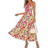 GRACE KARIN 2026 Women's Summer Maxi Dresses, Tie Front Floral Boho Dress, Spaghetti Strap Sundress with Pockets