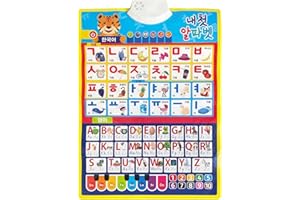 MINMEER Korean Alphabet Poster for Kids, Interactive Alphabet Wall Chart, Learn Korean Letters and Words, Korean Learning Toys for Beginners