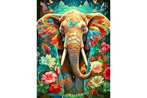 ijbnhd Elephant Diamond Art Painting Kits for Adults, Full Drill Diamond Paintings for Beginners, 5D Round Diamonds Pictures Gem Art Painting Kits DIY Crafts, Great Home Decor Gifts12x16 in