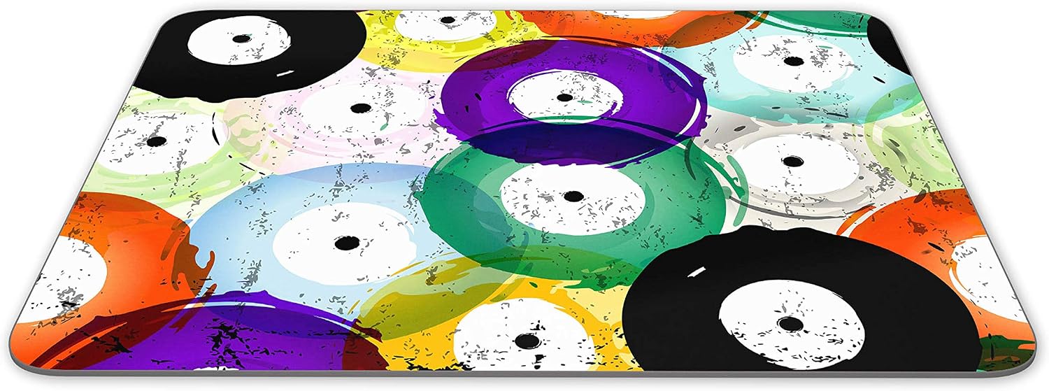 Funky Vinyl Records Mouse Mat Pad - Music DJ Retro Student Gift Computer #14230 - Image 3