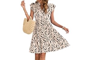 AUSELILY Summer Dress for Women 2026 V Neck Ruffled Sleeve Beach Sun Dress A Line Casual Dresses with Pockets