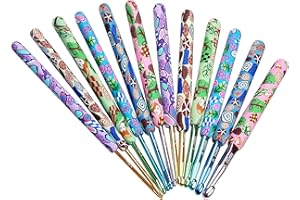 Coopay Warm Crochet Hooks Crocheting, Extra Long Crochet Hook Set for Arthritic Hands, 2.25mm to 8.0mm, 12 pcs Crochet Kit Ergonomic Grips for DIY Craft Yarn, Animal Pattern