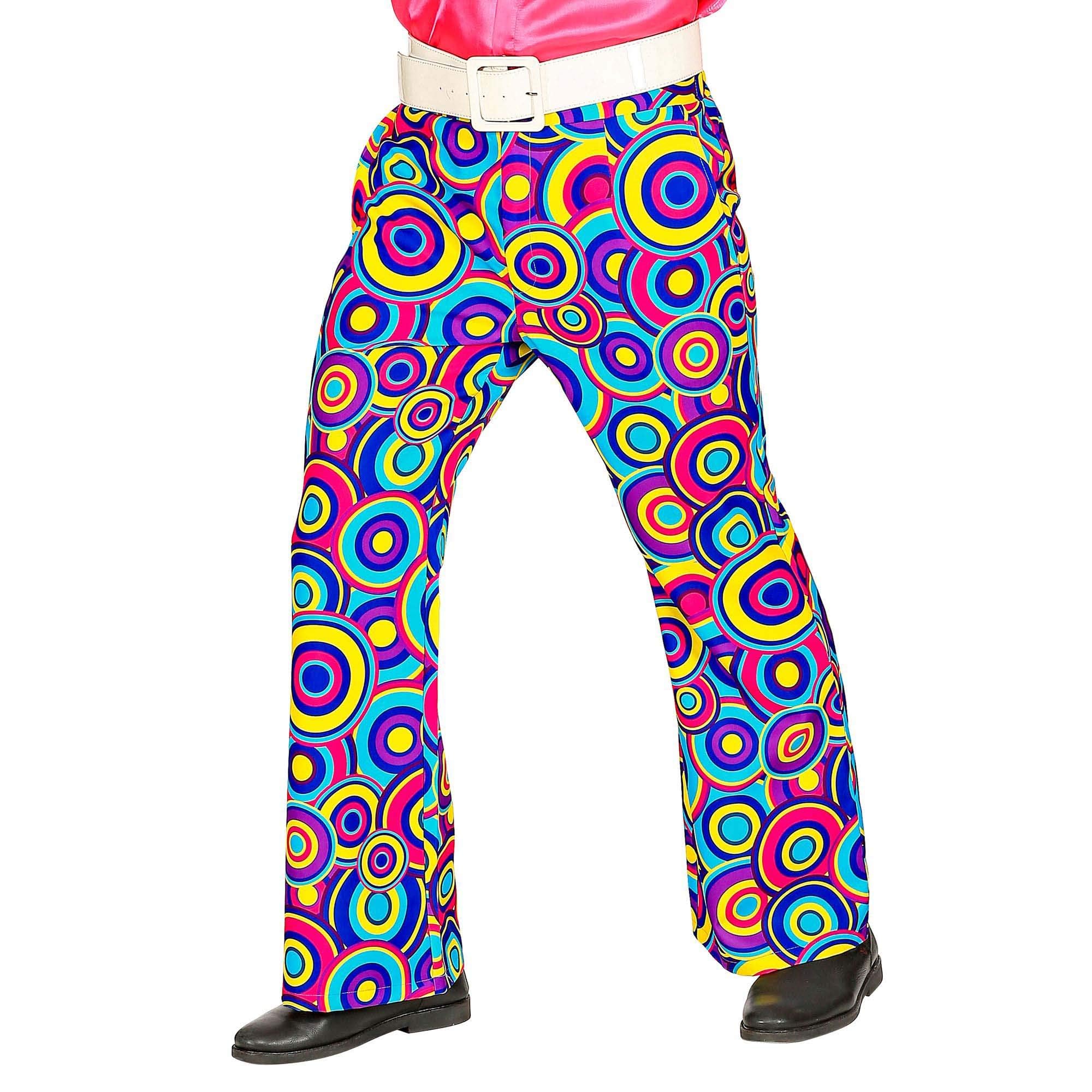 W WIDMANN MILANO Party Fashion - 70s Men's Trousers Flared Trousers Flower Power Disco Style Fancy Dress Costumes