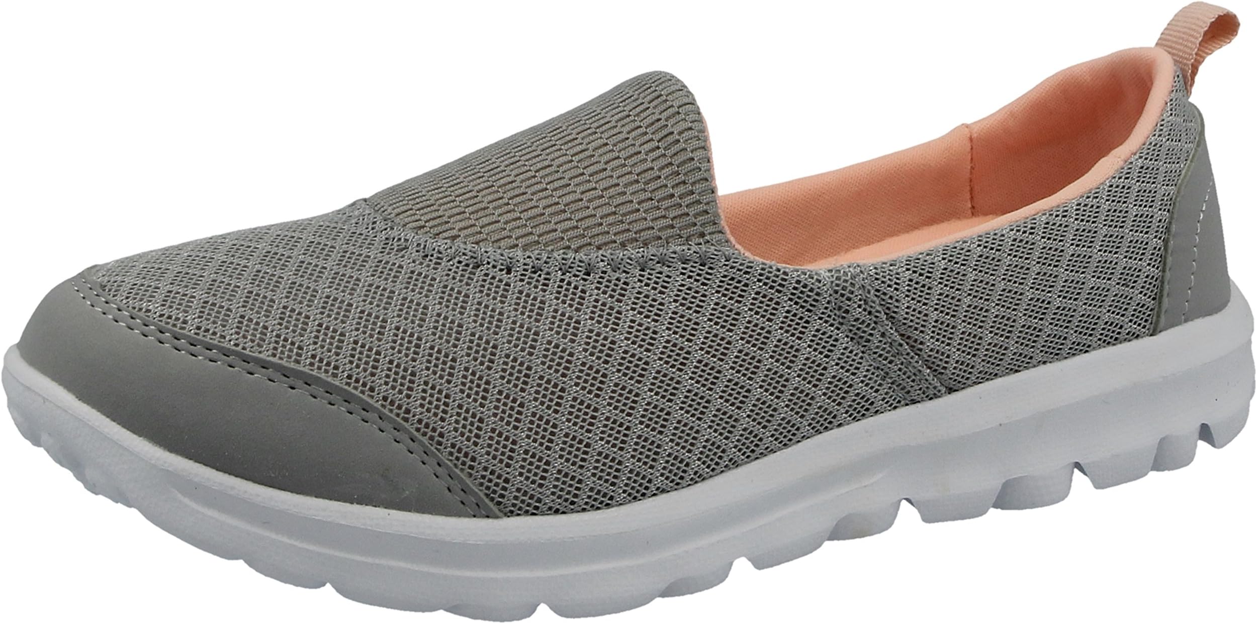 Ladies Memory Foam Slip On Canvas Pumps Mesh Flexi Comfort Plimsoll Casual Sports Trainers Go Shoes (3 UK, Silver)