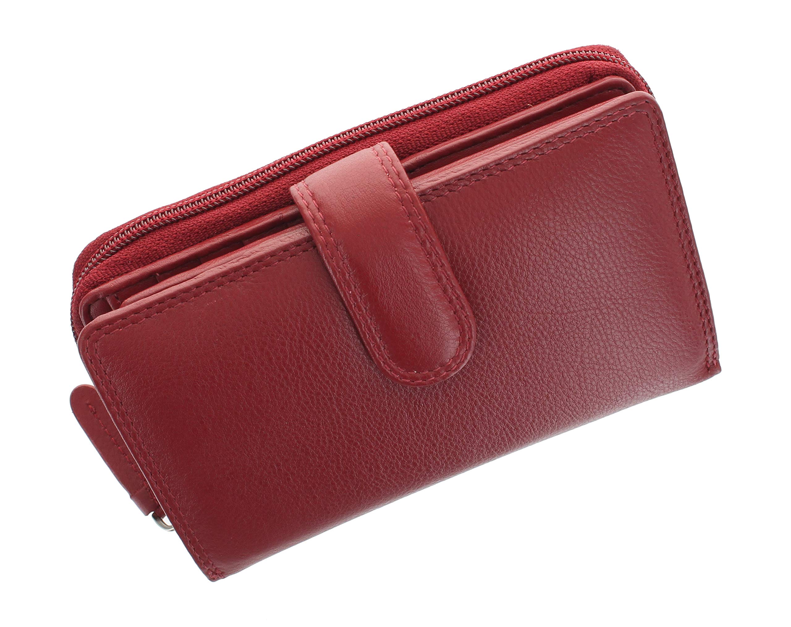 VISCONTI Heritage Collection Madame Leather Purse with Tab Closure RFID Blocking HT33 Red