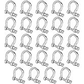 Axigundaone 24Pcs D Ring Shackles 1/4 Inch, Stainless Steel Clevis Shackle for Rigging, Screw Pin Anchor Shackle for Traction Wire, Chains (Silver)